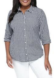 Plus Size Long Sleeve Button Up Top