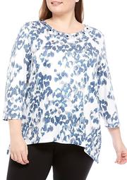 Plus Size Short Sleeve Animal Shimmer Knit Top