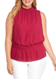 Plus Size Sleeveless Cinched Waist Top