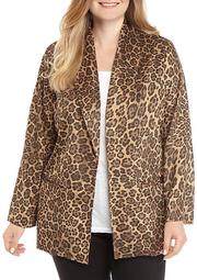 Plus Size Wild Mix Cheetah Suede Jacket