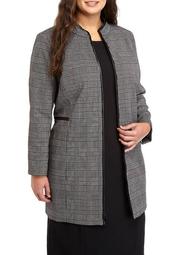 Plus Size Stand Up Collar Plaid Jacket