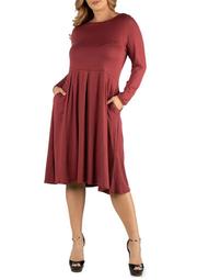 Plus Size Midi Length Fit and Flare Pocket Dress