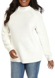 Plus Size Long Sleeve Heart Patch Sweater