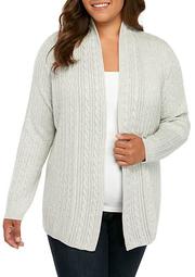 Plus Size Cable Knit Heather Cardigan