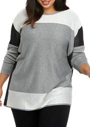 Plus Size Color Block Poncho Sweater