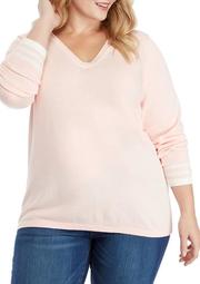 Plus Size Solid Ivy Sweater with Tipping