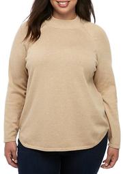 Plus Size Long Sleeve Heather Mock Neck Sweater