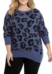 Plus Size Printed Long Sleeve Sweater