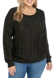 Plus Size Lurex® Cable Knit Sweater