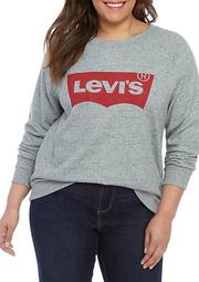 Plus Size Relaxed Graphic Crew Neck Fleece T Shirt