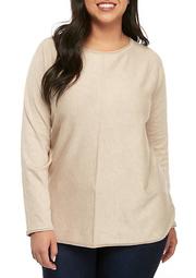 Plus Size Long Sleeve Heathered Pullover