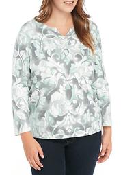 Plus Size Large Medallion Scroll Knit Top