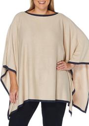 Plus Size Solid Tipped Poncho