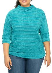 Plus Size Textile Stripe Chenille Sweater