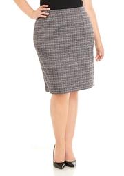 Plus Size Pull On Plaid Knit Skirt