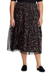Plus Size Tiered Georgette Peasant Skirt