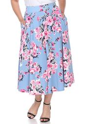 Plus Floral Midi Skirt