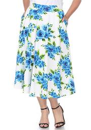 Plus Flower Midi Skirt