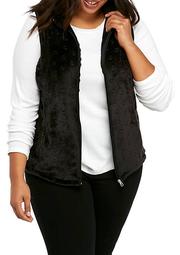 Plus Size Embroidered Solid Vest