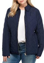 Plus Size Long Sleeve Quilted Scallop Jacket