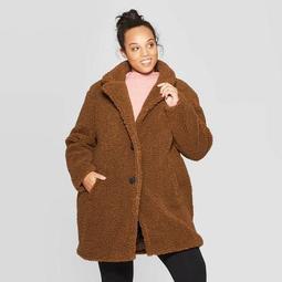 Women's Plus Size Teddy Faux Fur Coat - Ava & Viv™ 