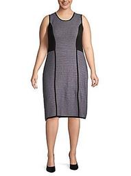 Plus Striped Sleeveless Knee-Length Dress
