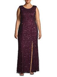 Plus Beaded Evening Gown
