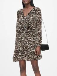 Leopard Flounce-Hem Dress