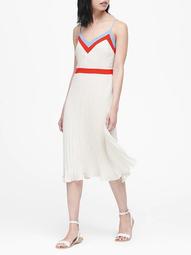Color-Block Pleated Midi Dress