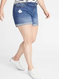 Plus-Size Boyfriend Distressed Jean Shorts - 5-inch inseam   