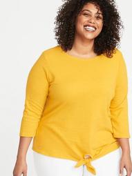 Relaxed Plus-Size Tie-Front Mariner Top 