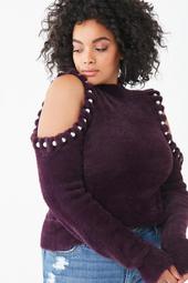 Plus Size Faux Pearl-Embellished Sweater