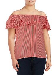 Plus Tiered Ruffle Off-the-Shoulder Top