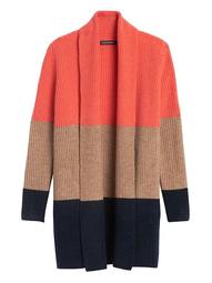 Color-Block Long Cardigan Sweater