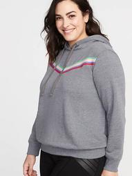 Chevron-Stripe French Terry Plus-Size Pullover Hoodie