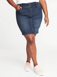 High-Waisted Secret-Slim Pockets Plus-Size Jean Pencil Skirt