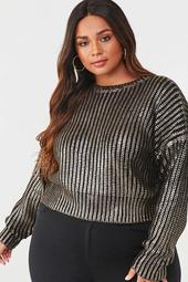 Plus Size Metallic Ribbed Sweater