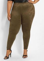 Faux Suede Pull-On Legging