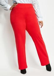 Red Knit Straight-Leg Pant
