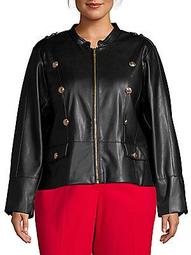 Plus Zip-Front Faux Leather Jacket