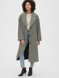 Oversized Longline Plaid Wool-Blend Coat