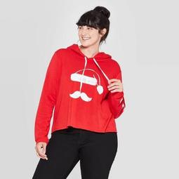 Women's Santa Hooded Plus Size Ugly Holiday Sweatshirt - Modern Lux (Juniors') - Red