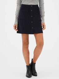 Button-Front Corduroy Mini Skirt
