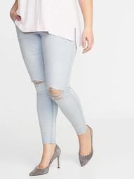 High-Waisted Distressed Rockstar Plus-Size Pull-On Jeggings