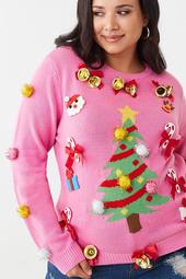 Plus Size Pom Pom Christmas Sweater
