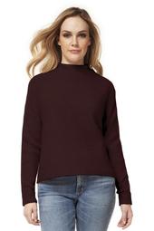 Burgundy Heather Mock Neck Sweater w Slit Hem