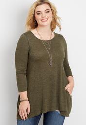 plus size 24/7 solid pocket tunic tee