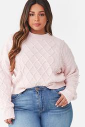 Plus Size Faux Pearl Knit Sweater