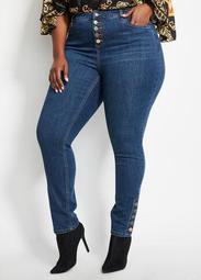 Button Ankle Skinny Jean