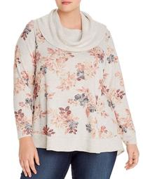 Floral-Print Cowl-Neck Sweater